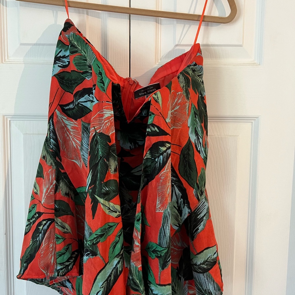 Tropical strapless romper